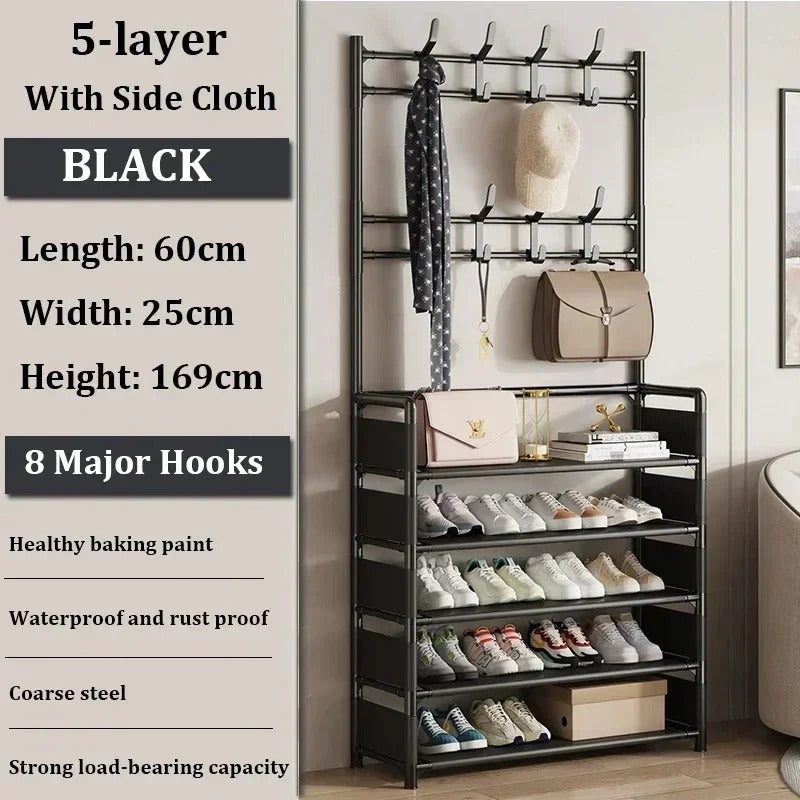 Clothes Hanger Multi-Layer Shoe Rack Doorway (Hat And Shoes Shelf)