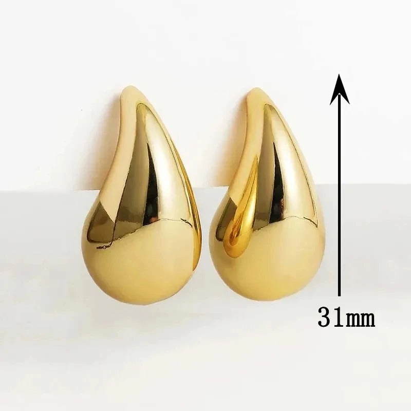 Trendy Plate Gold Color Chunky Waterdrop Dupes Drop Earrings for Women