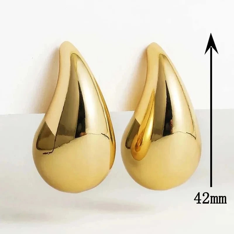 Trendy Plate Gold Color Chunky Waterdrop Dupes Drop Earrings for Women