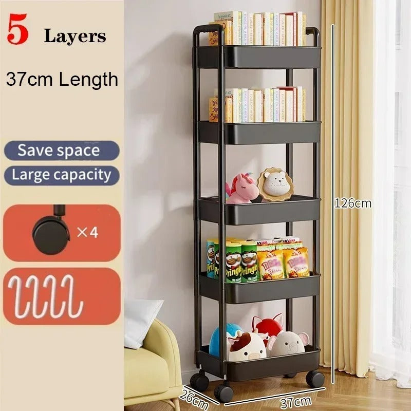 Bookshelf Storage Kitchen Organizer Cart With Wheels Multi-Layer