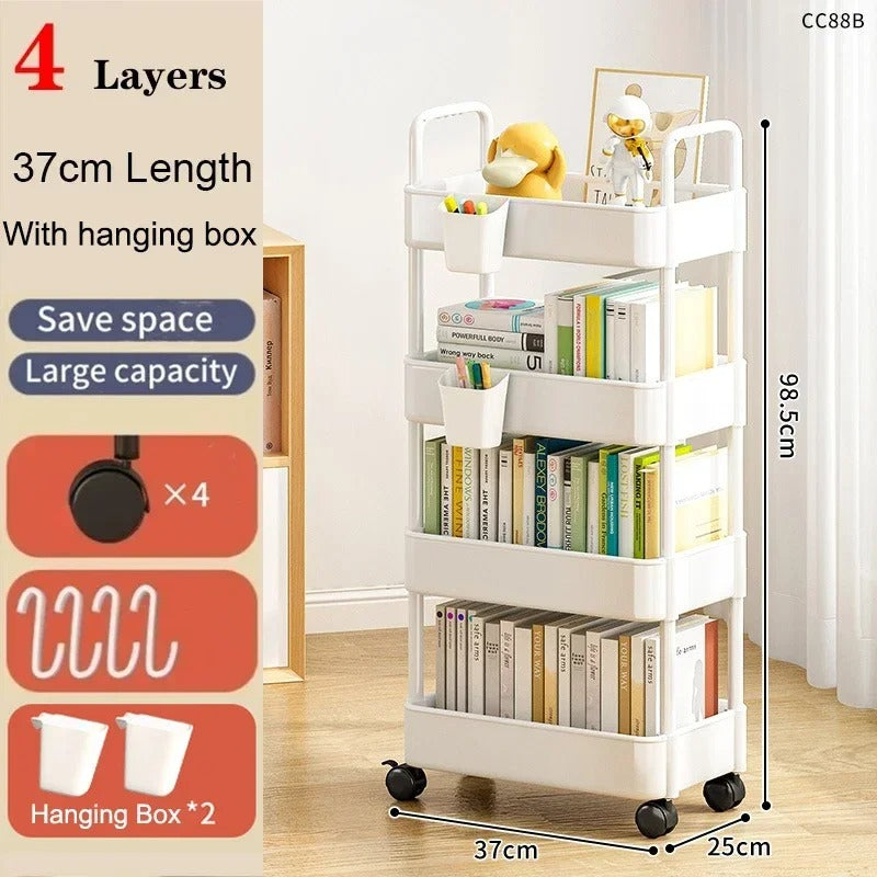 Bookshelf Storage Kitchen Organizer Cart With Wheels Multi-Layer