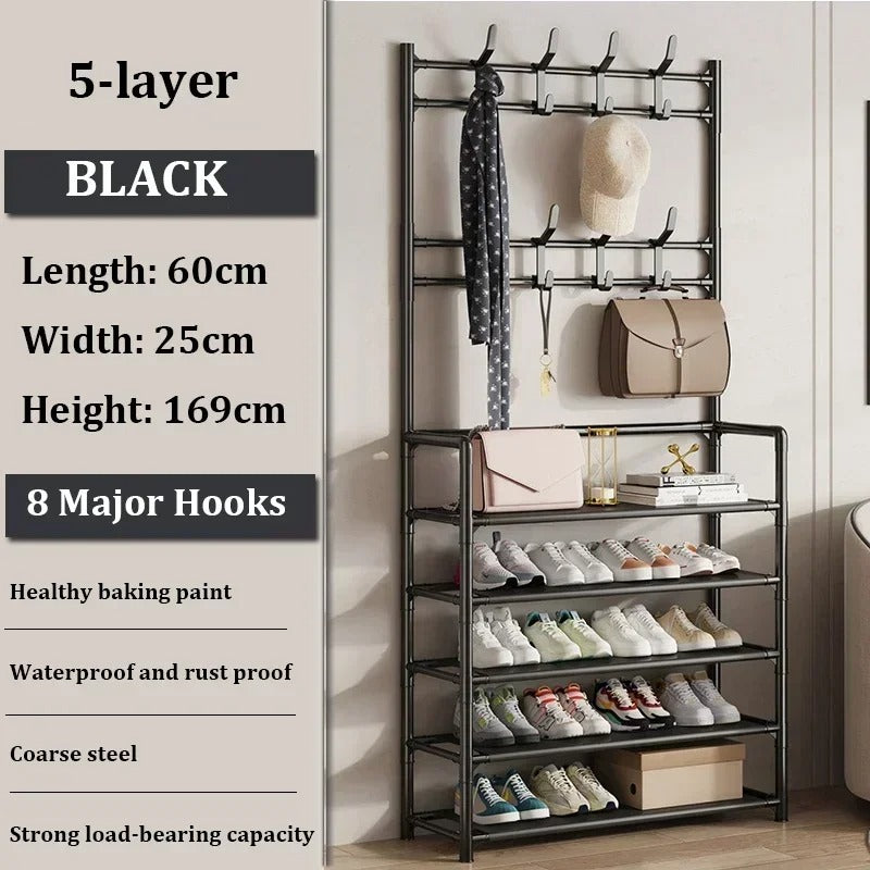 Clothes Hanger Multi-Layer Shoe Rack Doorway (Hat And Shoes Shelf)