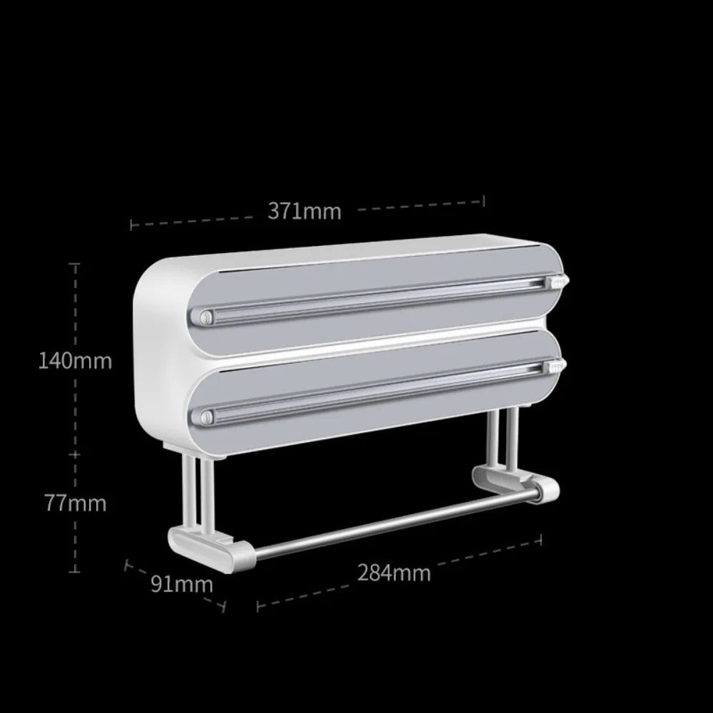 Food Film Dispenser Magnetic Wrap With Cutter Storage Box