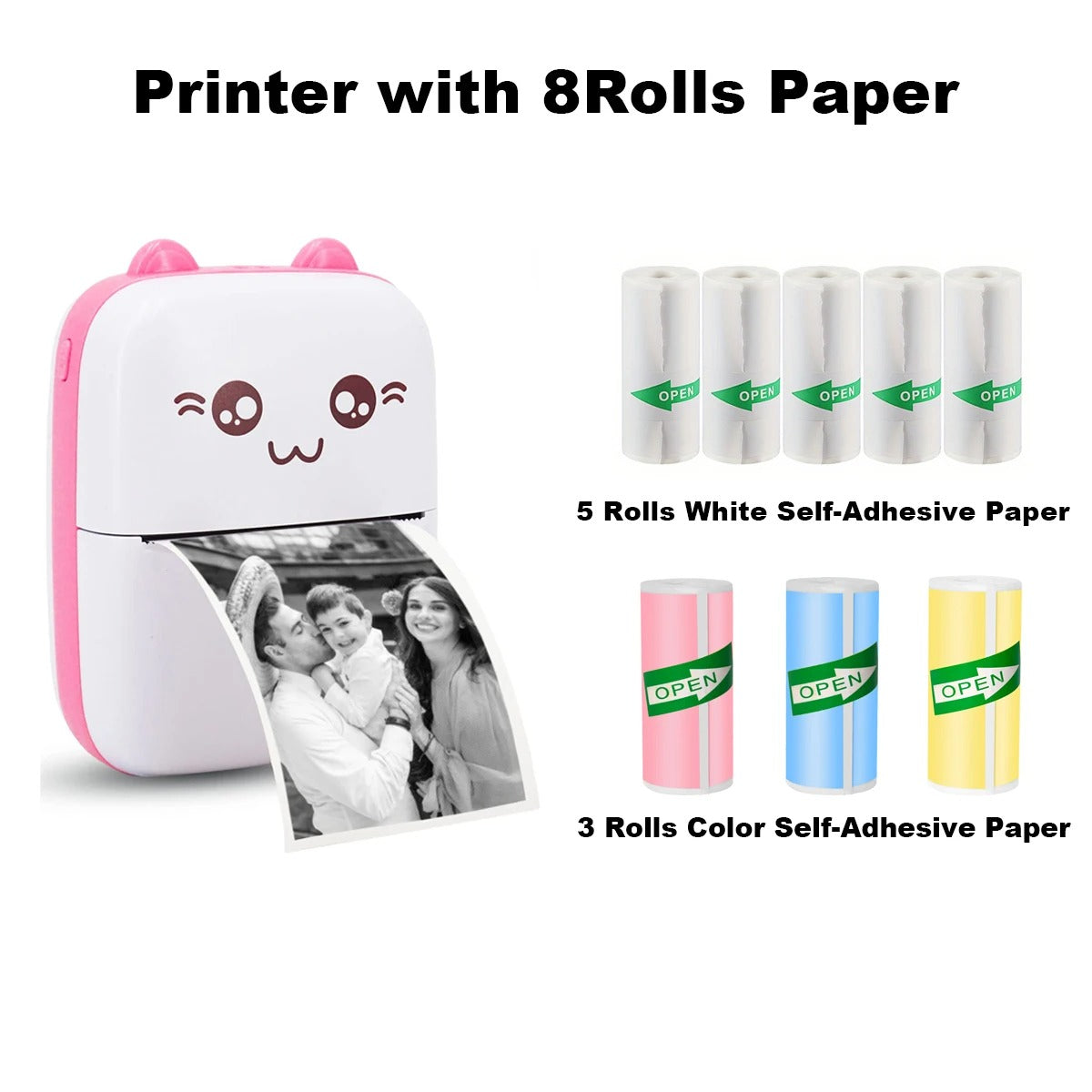 Mini Photo Pocket Printer Portable Ink-free Thermal 57mm Sticker