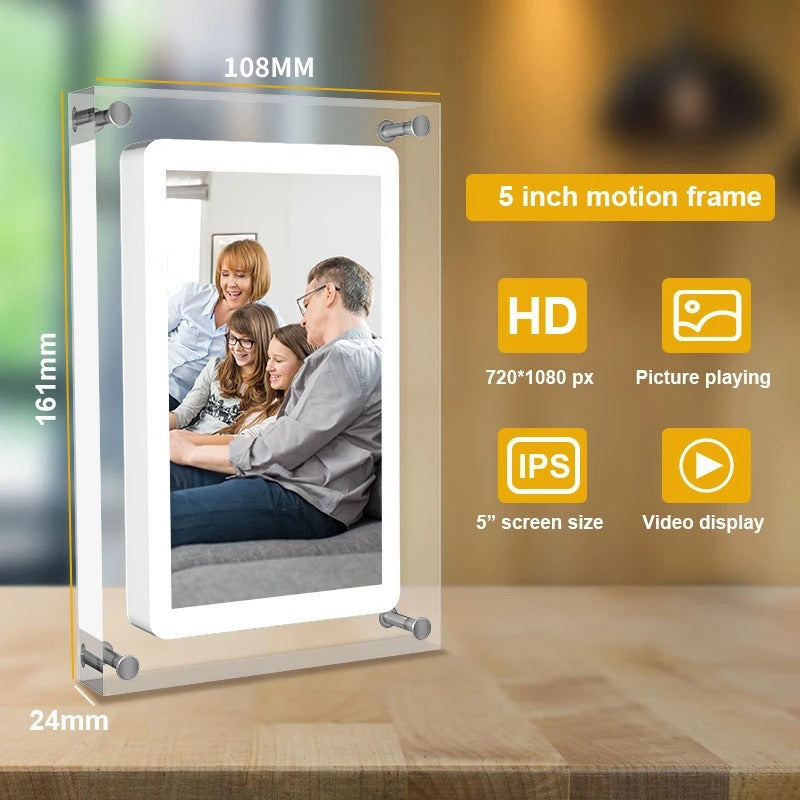 Acrylic Digital Photo Frame 5 Inch 1000mAh IPS Screen 2G Memory