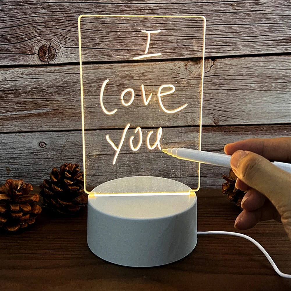 Transparent Luminous LED, USB Luminous Acrylic Night Light Erasable