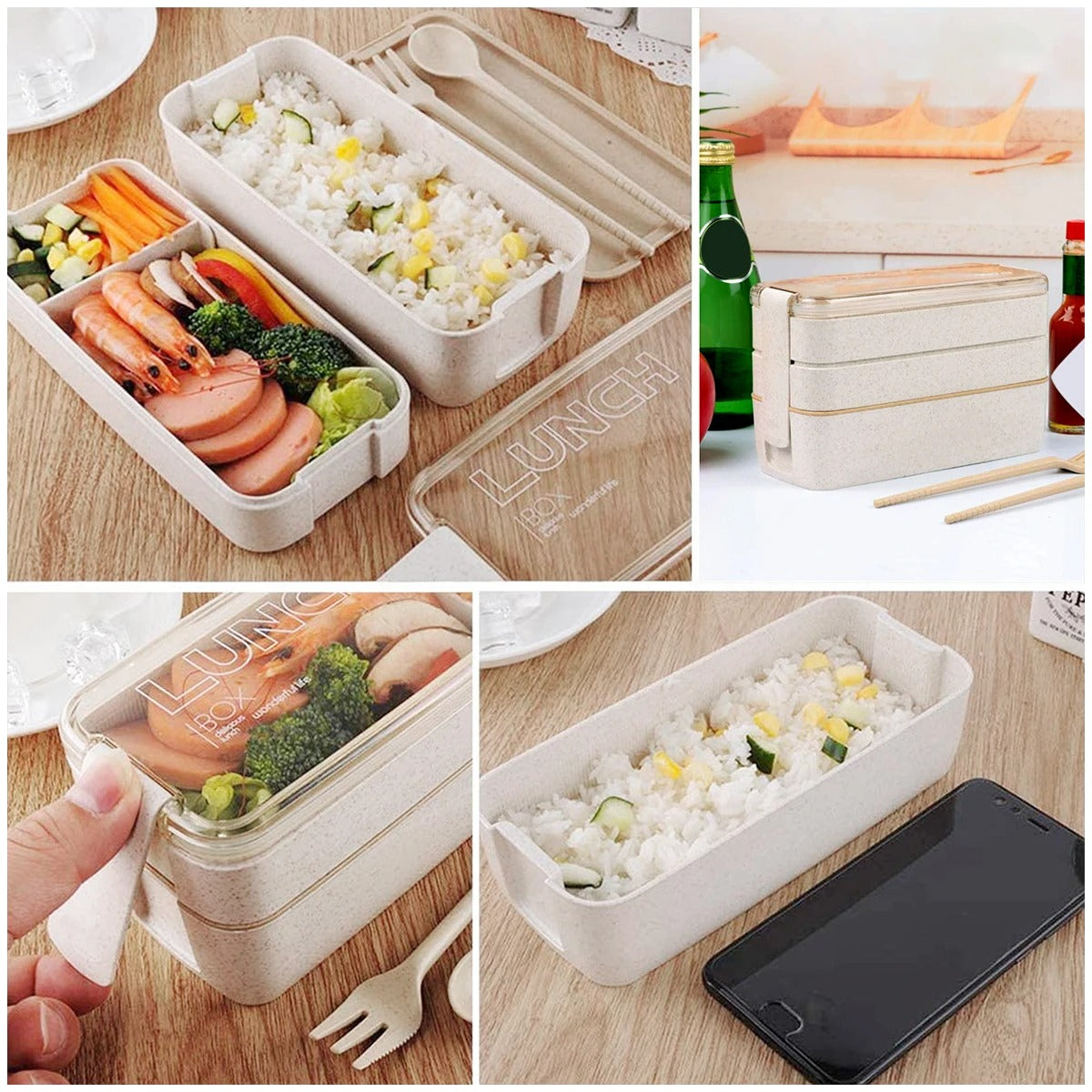 900ml Bento Box for Kids 3 Stackable Lunch Box