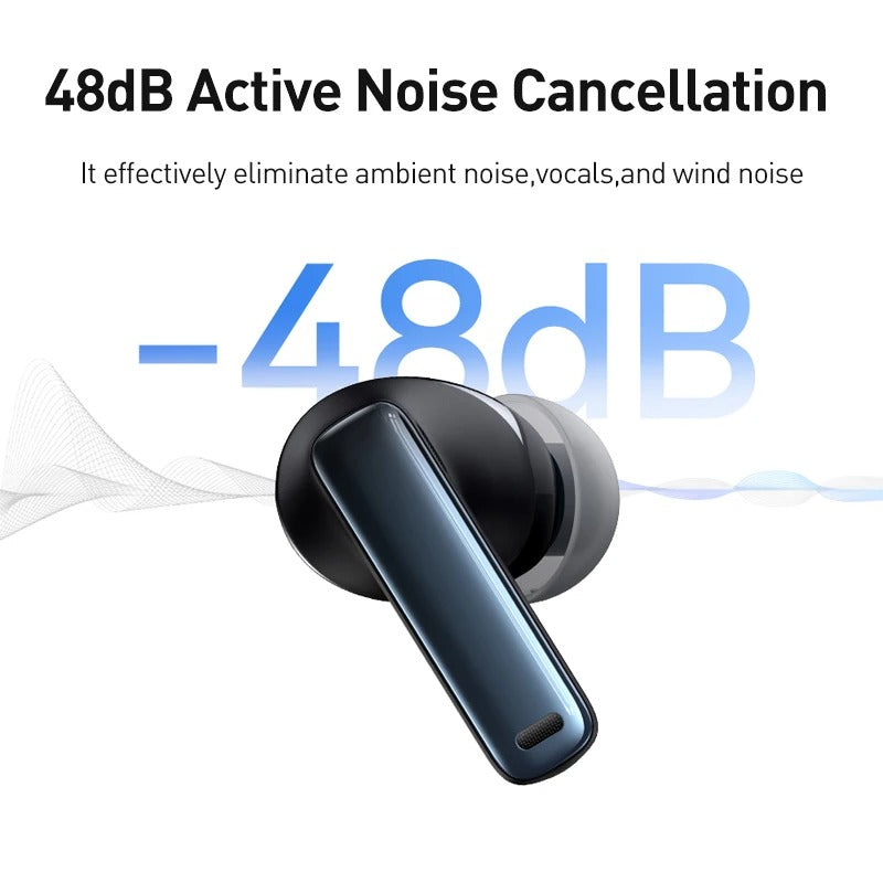 Baseus Earphone Bluetooth 5.3 Hybrid -48dB Noise Cancellation Wireless