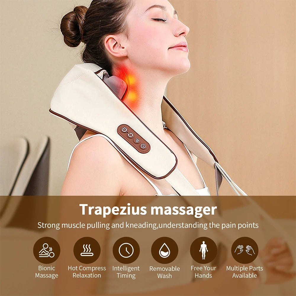 Wireless Electric Neck And Shoulder Massager Deep Kneading