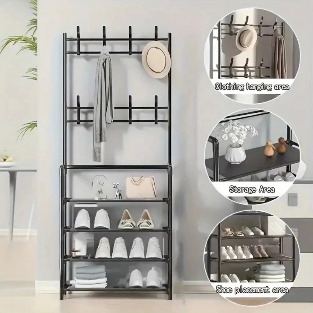 Clothes Hanger Multi-Layer Shoe Rack Doorway (Hat And Shoes Shelf)