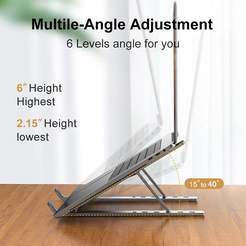 Aluminum Alloy Laptop Holder Stand Adjustable Foldable Portable for Notebook