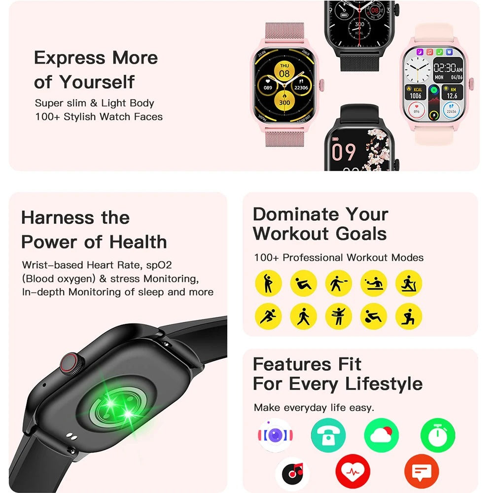 Call Smartwatch 2024 Touch Dial Music Fitness Tracker Sports Watches