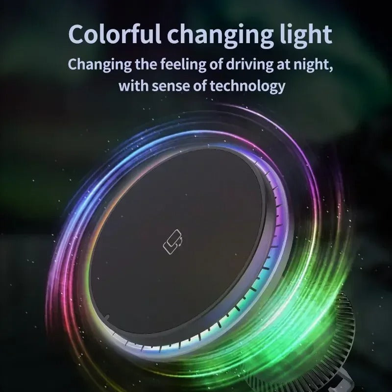 30W Magnetic Car Wireless Chargers RGB LED Light