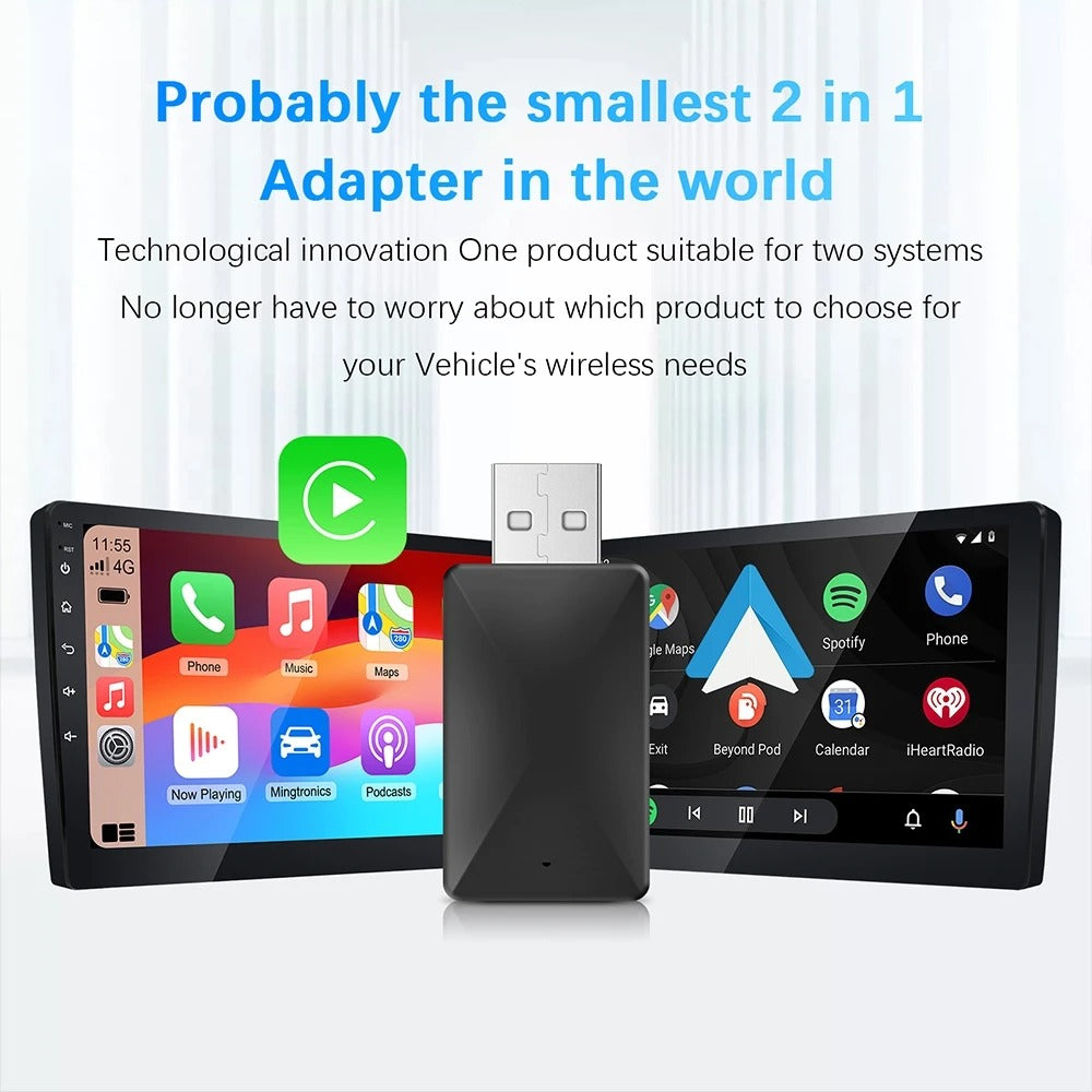 Wireless Carplay Adapter Android Auto Wireless Smart Dongle 2in1