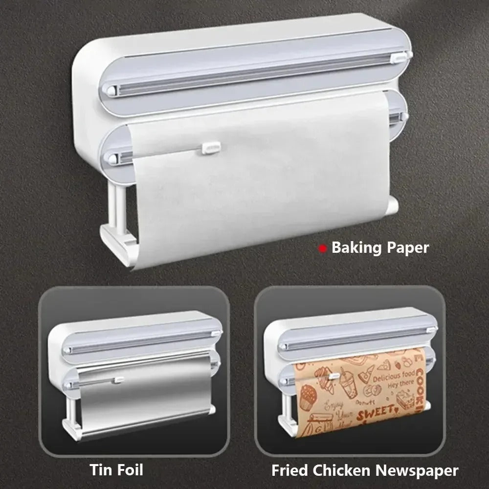 Food Film Dispenser Magnetic Wrap With Cutter Storage Box