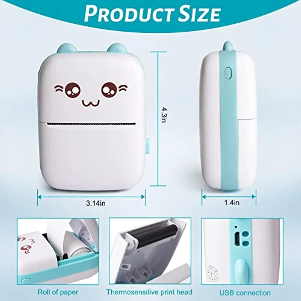 Mini Photo Pocket Printer Portable Ink-free Thermal 57mm Sticker