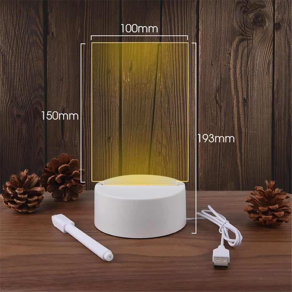 Transparent Luminous LED, USB Luminous Acrylic Night Light Erasable