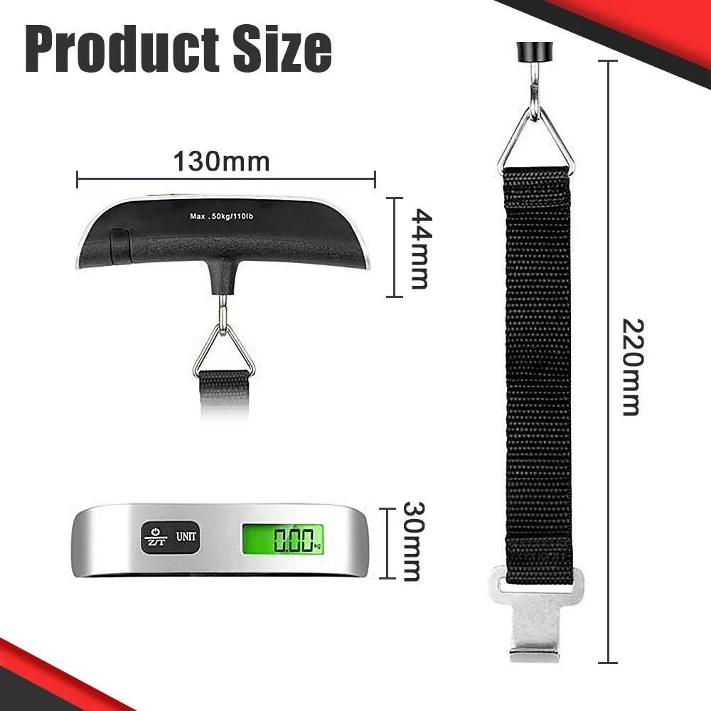 Portable Travel Bag Hanging Steel Scale Digital LCD Display 110 lb/50 kg