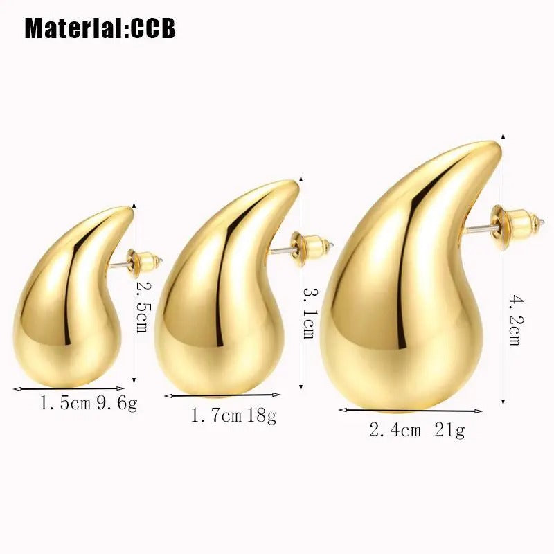 Trendy Plate Gold Color Chunky Waterdrop Dupes Drop Earrings for Women