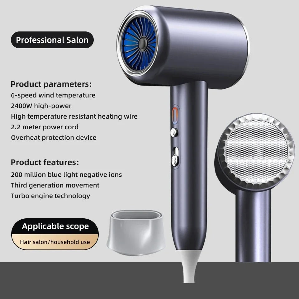 Professional Hair Dryer Hot Cold Wind Air Brush Hairdryer 2400W 3th Gear