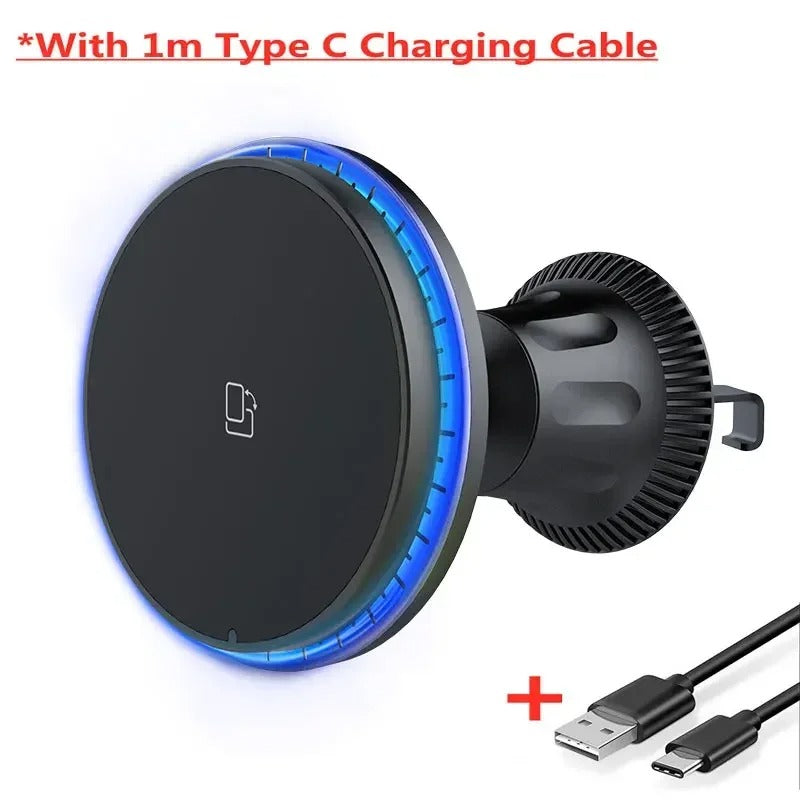 30W Magnetic Car Wireless Chargers RGB LED Light