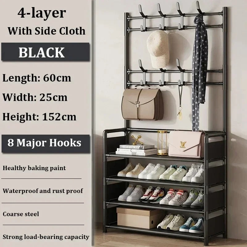 Clothes Hanger Multi-Layer Shoe Rack Doorway (Hat And Shoes Shelf)