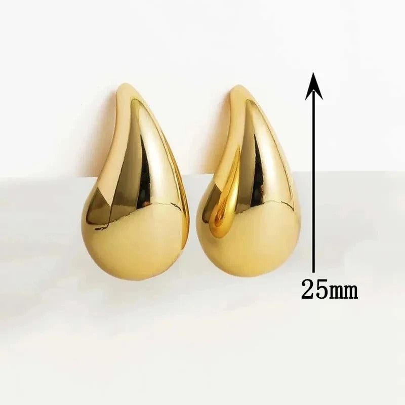 Trendy Plate Gold Color Chunky Waterdrop Dupes Drop Earrings for Women