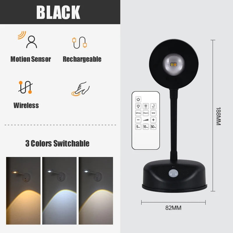 Motion Sensor Night Light Remote Control LED Wall Spot Lamp