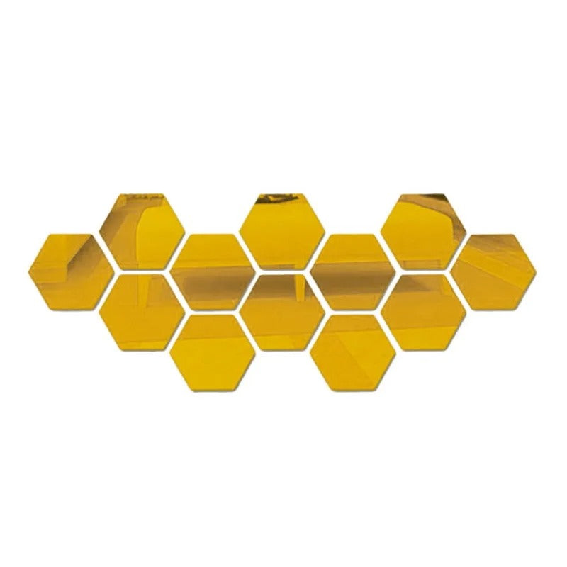 Hexagon 3D Mirror Wall Sticker Multiple Sizes DIY TV Background Living Room