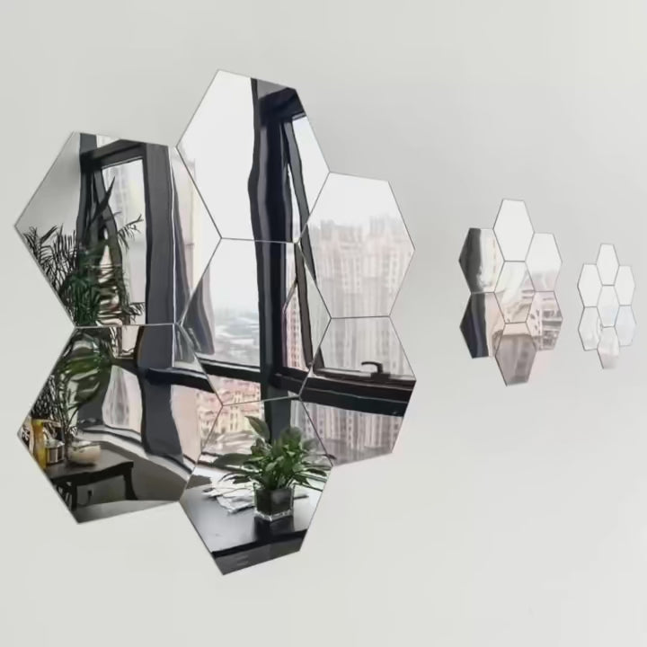 Hexagon 3D Mirror Wall Sticker Multiple Sizes DIY TV Background Living Room