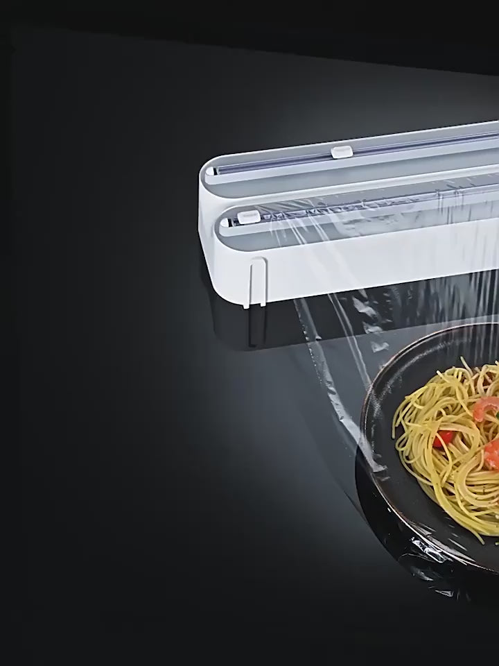 Food Film Dispenser Magnetic Wrap With Cutter Storage Box